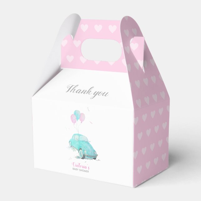 Wasserfarbe Niedlich Car Baby Dusche Girl Gefallen Geschenkschachtel (Vorderseite)