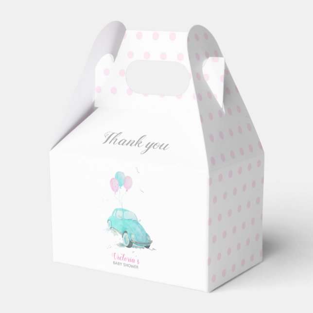 Wasserfarbe Niedlich Car Baby Dusche Girl Gefallen Geschenkschachtel (Vorderseite)