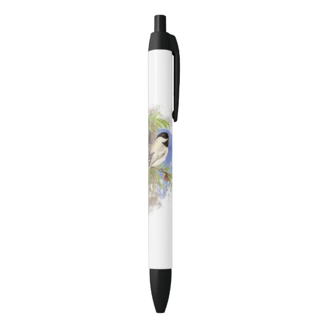 Wasserfarbe Niedlich Chickadee Bird Arte e Cultura Kugelschreiber (Unterseite (Vertikal))