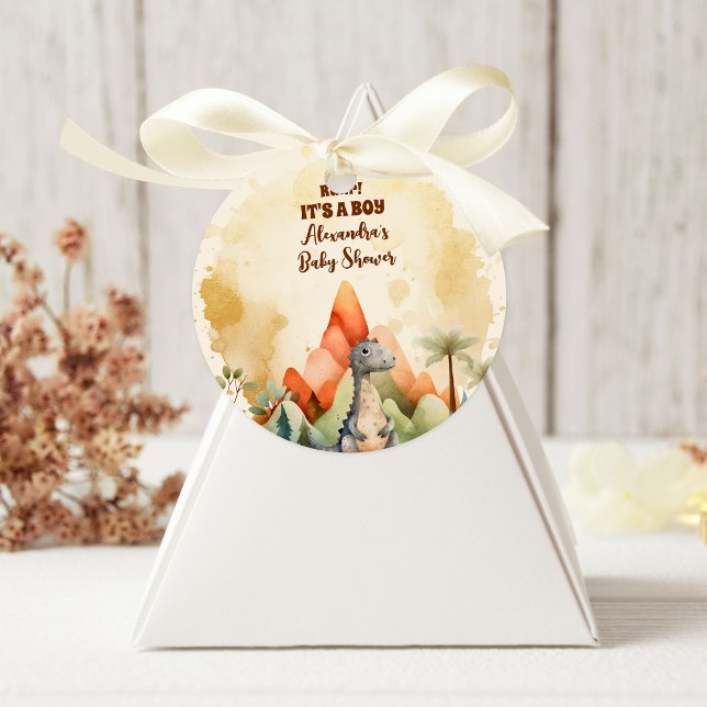 Wasserfarbe Niedlich Dinosaurier Grüne Boy Babydus Runder Aufkleber (Von Creator hochgeladen)