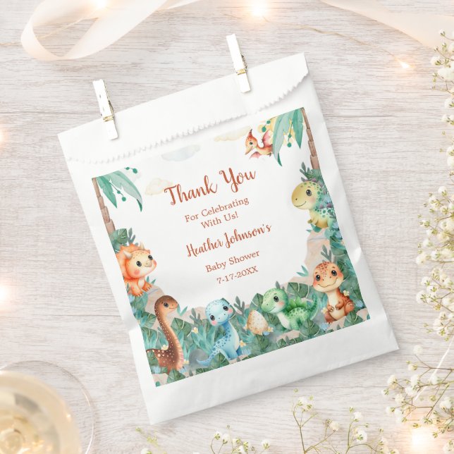 Wasserfarbe Niedlich Dinosaurier Kinderdusche Geschenktütchen (Ausgeschnitten)