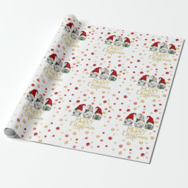 Wasserfarbe Niedlich Drei Gnomen Frohe Weihnachten Geschenkpapier
