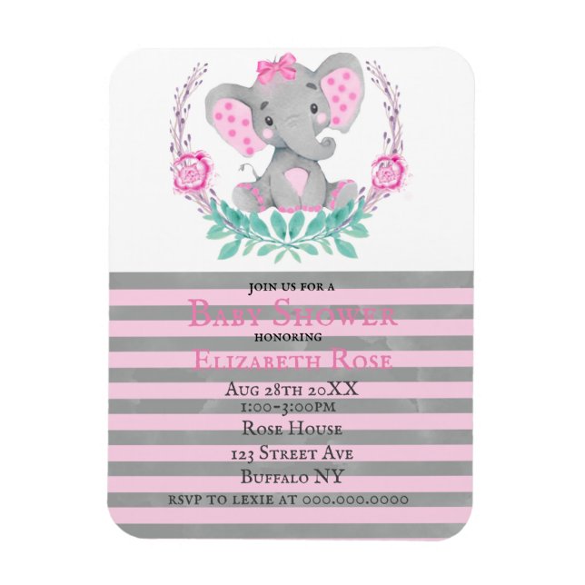 Wasserfarbe Niedlich Elephant Girl Baby Dusche läd Magnet (Vertikal)