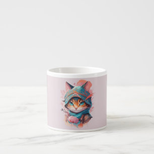 Wasserfarbe Niedlich Hooded Ninja Cat Espressotasse