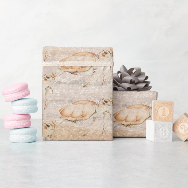 Wasserfarbe Niedlich kleine Meeresschildkröten Tie Geschenkpapier (Babyparty)
