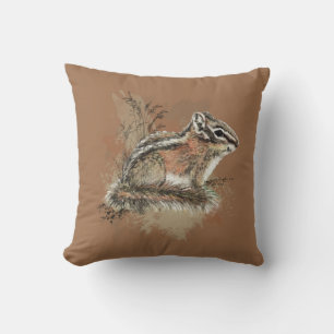 Wasserfarbe Niedlich Kleiner Chipmunk Tierwelt Kissen