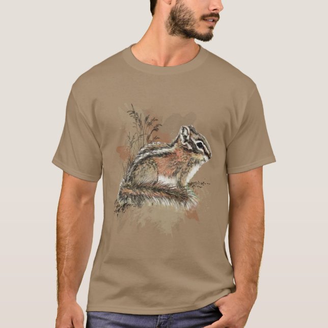Wasserfarbe Niedlich Kleiner Chipmunk Tierwelt T-Shirt (Vorderseite)