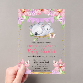 Wasserfarbe Niedlich Koalas & Blume Kinderdusche Acryleinladungen