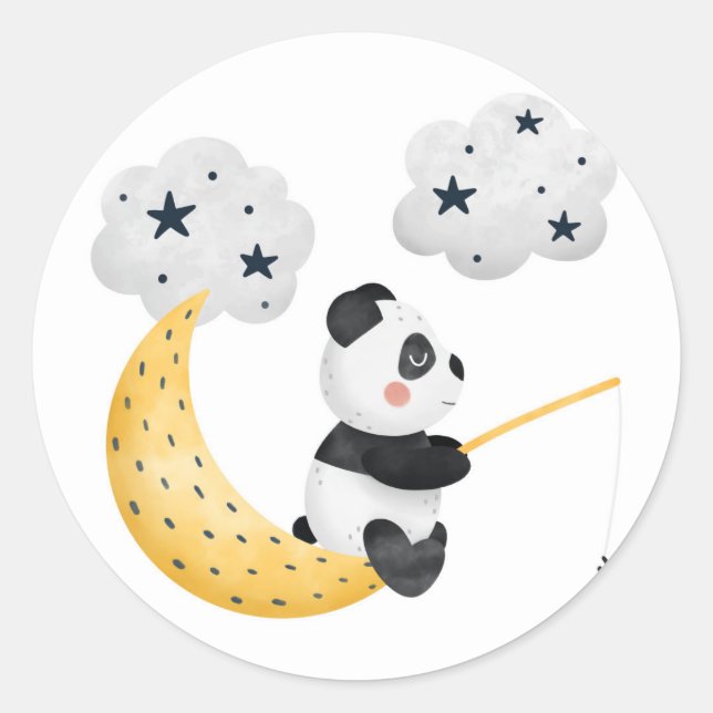 Wasserfarbe Niedlich Panda Twinkle Twinkle Kinderd Runder Aufkleber (Vorderseite)