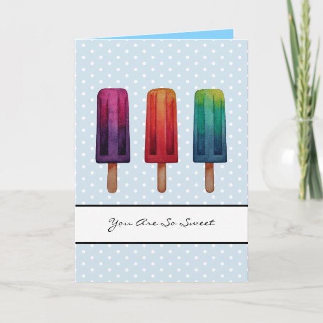 Wasserfarbe Niedlich Popsim Eis Cremes Karte (Vorderseite)