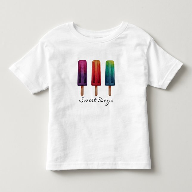 Wasserfarbe Niedlich Popsim Eis Cremes Kleinkind T-shirt (Vorderseite)