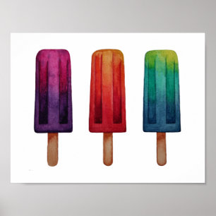 Wasserfarbe Niedlich Popsim Eis Cremes Poster