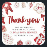 Wasserfarbe Niedlich Red Christmas Winter Baby Dus Quadratischer Aufkleber<br><div class="desc">Wasserfarbe Niedlich Red Christmas Winter Baby Dusche</div>