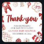 Wasserfarbe Niedlich Red Christmas Winter Baby Dus Quadratischer Aufkleber<br><div class="desc">Wasserfarbe Niedlich Red Christmas Winter Baby Dusche</div>