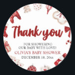 Wasserfarbe Niedlich Red Christmas Winter Baby Dus Runder Aufkleber<br><div class="desc">Wasserfarbe Niedlich Red Christmas Winter Baby Dusche</div>