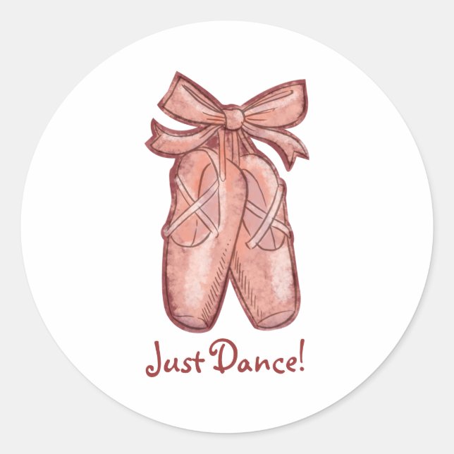 Wasserfarbe Niedlich rosa Ballettschuhe Personalis Runder Aufkleber (Vorderseite)