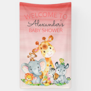 Wasserfarbe Niedlich Safari Jungle Babydusche Banner