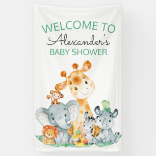 Wasserfarbe Niedlich Safari Jungle Babydusche Banner