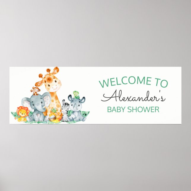 Wasserfarbe Niedlich Safari Jungle Babydusche Poster (Vorne)
