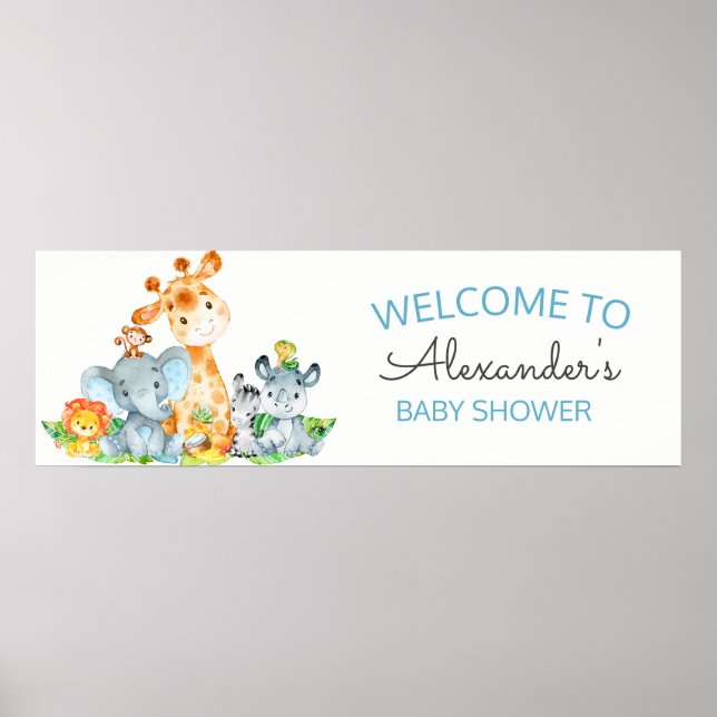 Wasserfarbe Niedlich Safari Jungle Babydusche Poster (Vorne)