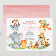 Wasserfarbe Niedlich Safari Jungle Girl Babydusche