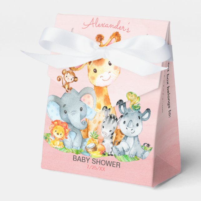 Wasserfarbe Niedlich Safari Jungle Girl Babydusche Geschenkschachtel (Vorderseite)