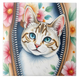 Wasserfarbe Niedlich Schöne, trendy Cat Collection Fliese