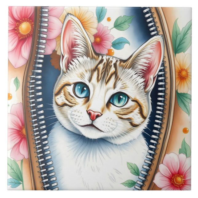Wasserfarbe Niedlich Schöne, trendy Cat Collection Fliese (Vorderseite)