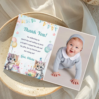 Wasserfarbe Niedliche Katze Geburtstag Danke Karte