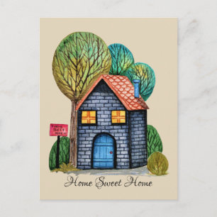 Wasserfarbe Niedliche Zuhause Sweet Zuhause Art Postkarte