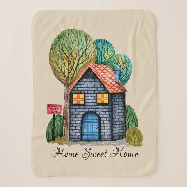Wasserfarbe Niedliche Zuhause Sweet Zuhause Art Sherpadecke (Vorderseite)