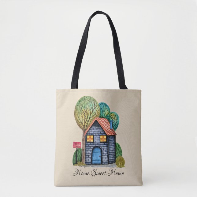 Wasserfarbe Niedliche Zuhause Sweet Zuhause Art Tasche (Vorderseite)