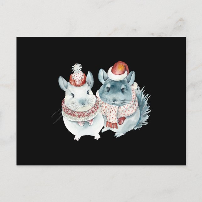 Wasserfarbe niedlicher Chinchillas Postkarte (Vorderseite)