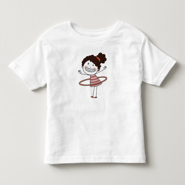 Wasserfarbe Niedliches Strichfigur-Mädchen Big Smi Kleinkind T-shirt (Vorderseite)