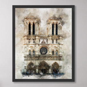 Wasserfarbe Notre Dame Kathedrale Fassade Fotodruck