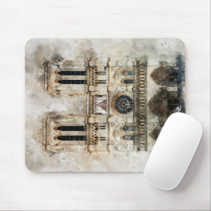 Wasserfarbe Notre Dame Kathedrale Fassade Mousepad