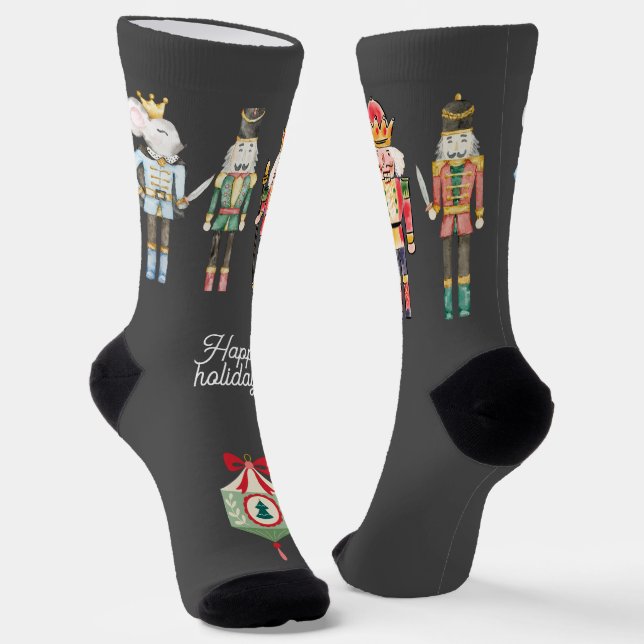 Wasserfarbe Nutcracker Niedlicher traditioneller O Socken (Gewinkelt)