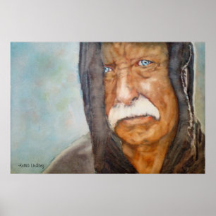 Wasserfarbe Obdachlose Vietnam Veteran Soldat Poster