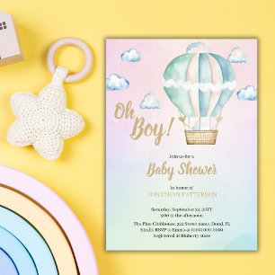 Wasserfarbe Oh Boy Clouds Kinderdusche Einladung