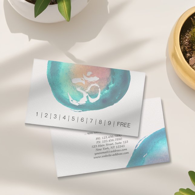 Wasserfarbe Om Symbol YOGA Instructor Loyalty Punc Treuekarte (Von Creator hochgeladen)