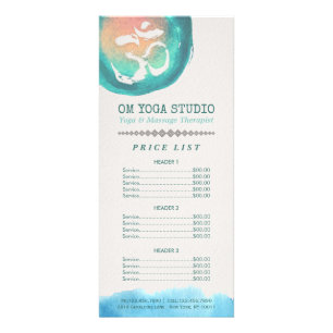 Wasserfarbe Om Symbol YOGA Instructor Price List Werbekarte