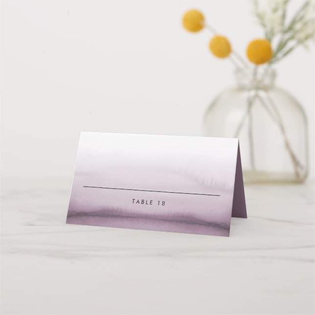 Wasserfarbe Ombre Lila Minimalistische Hochzeit Platzkarte (Vorderseite)