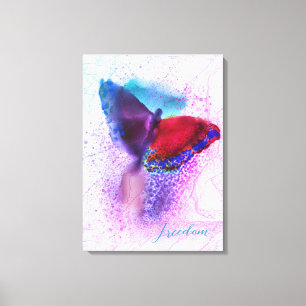 Wasserfarbe Ombre Pink und Lila Schmetterling Leinwanddruck