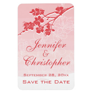 Wasserfarbe Ombre Red Spring Blossom Save the Date Magnet