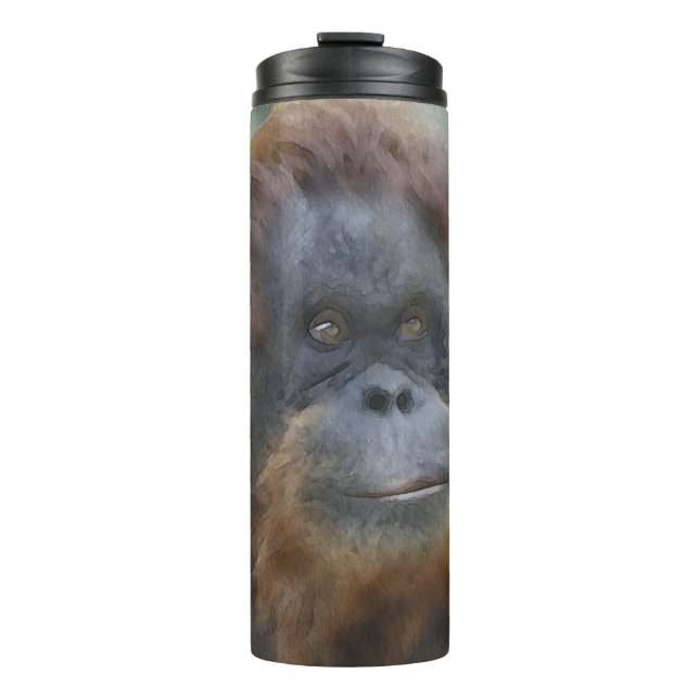 Wasserfarbe Orang Thermosbecher (Vorderseite)