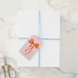 Wasserfarbe Orange Bow Geschenkanhänger