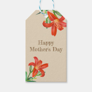 Wasserfarbe Orange Lily Floral Art Muttertag Geschenkanhänger