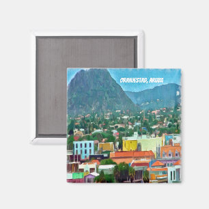 Wasserfarbe Oranjestad, Aruba Magnet