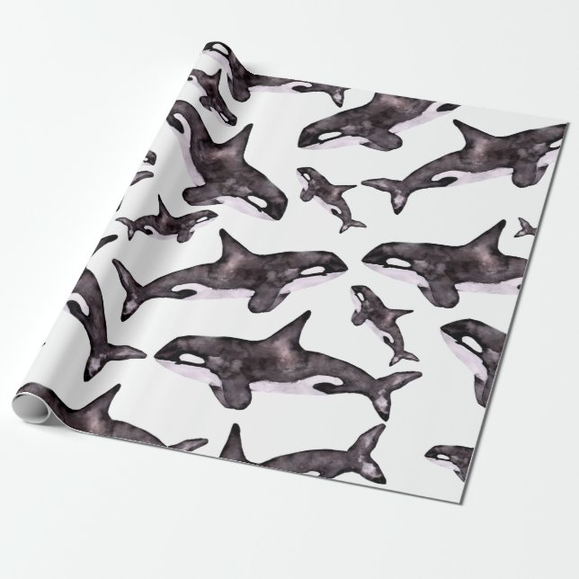 Wasserfarbe Orca Geschenkpapier (Ungerollt)