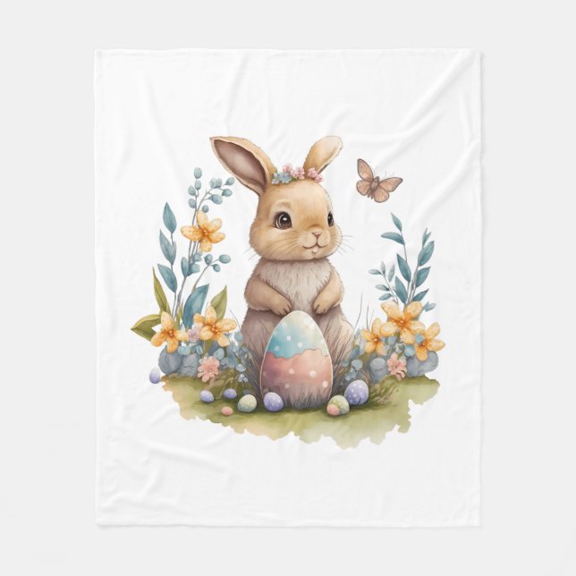 Wasserfarbe Osterhasen weiche Decke (Vorderseite)